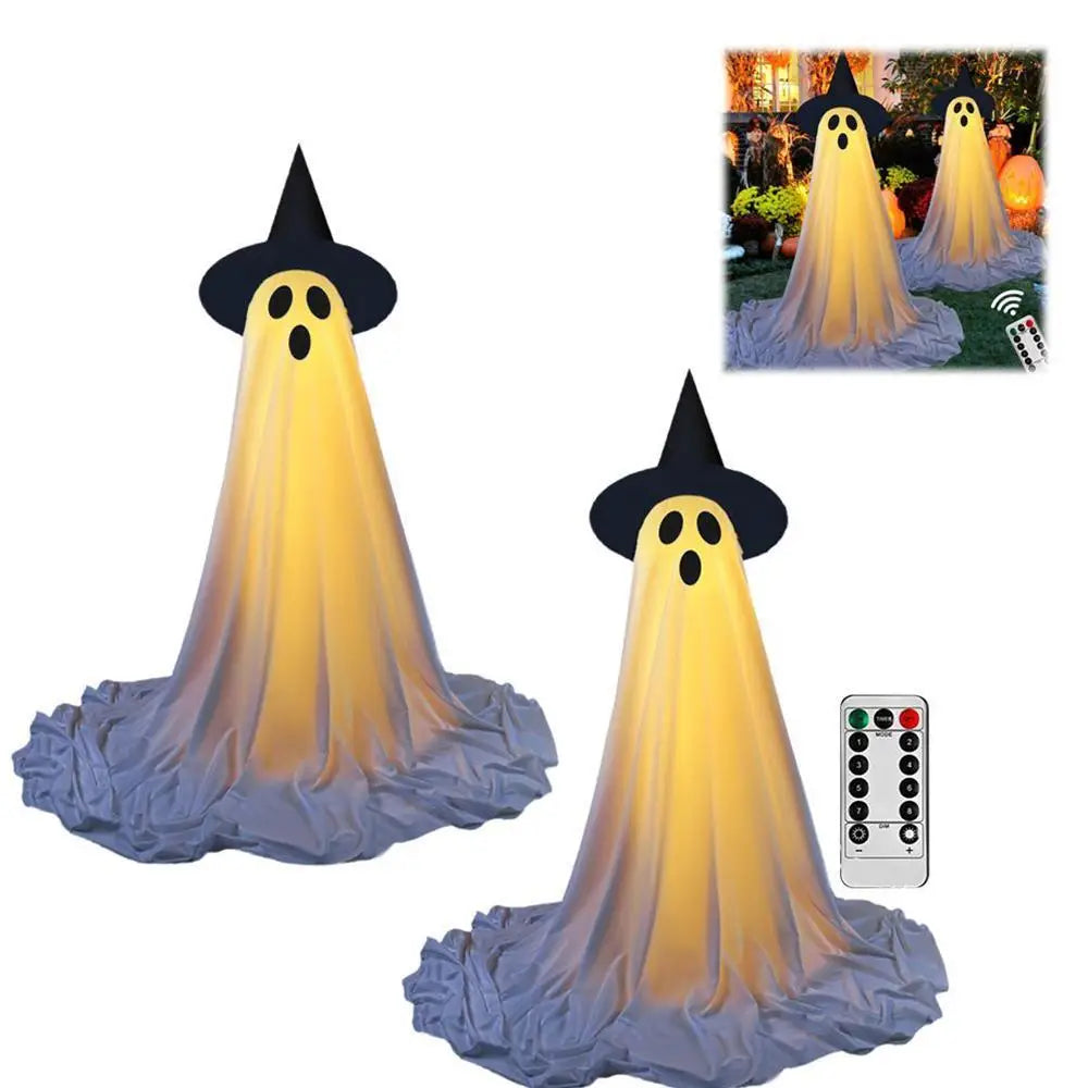 Lighted Spooky Ghost Decor Scary Standing Ghost with LED String Lights Home Porch Garden Yard Lawn Party Halloween Decorations