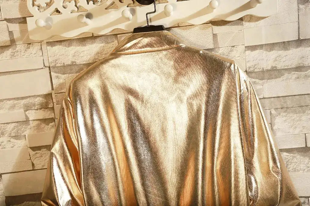 Mens Windbreaker Jackets Nightclub Stage Party Jackets Costume Streetwear Harajuku Hip Hop Reflective Jacket Gold Fashion Coats - Lootquake