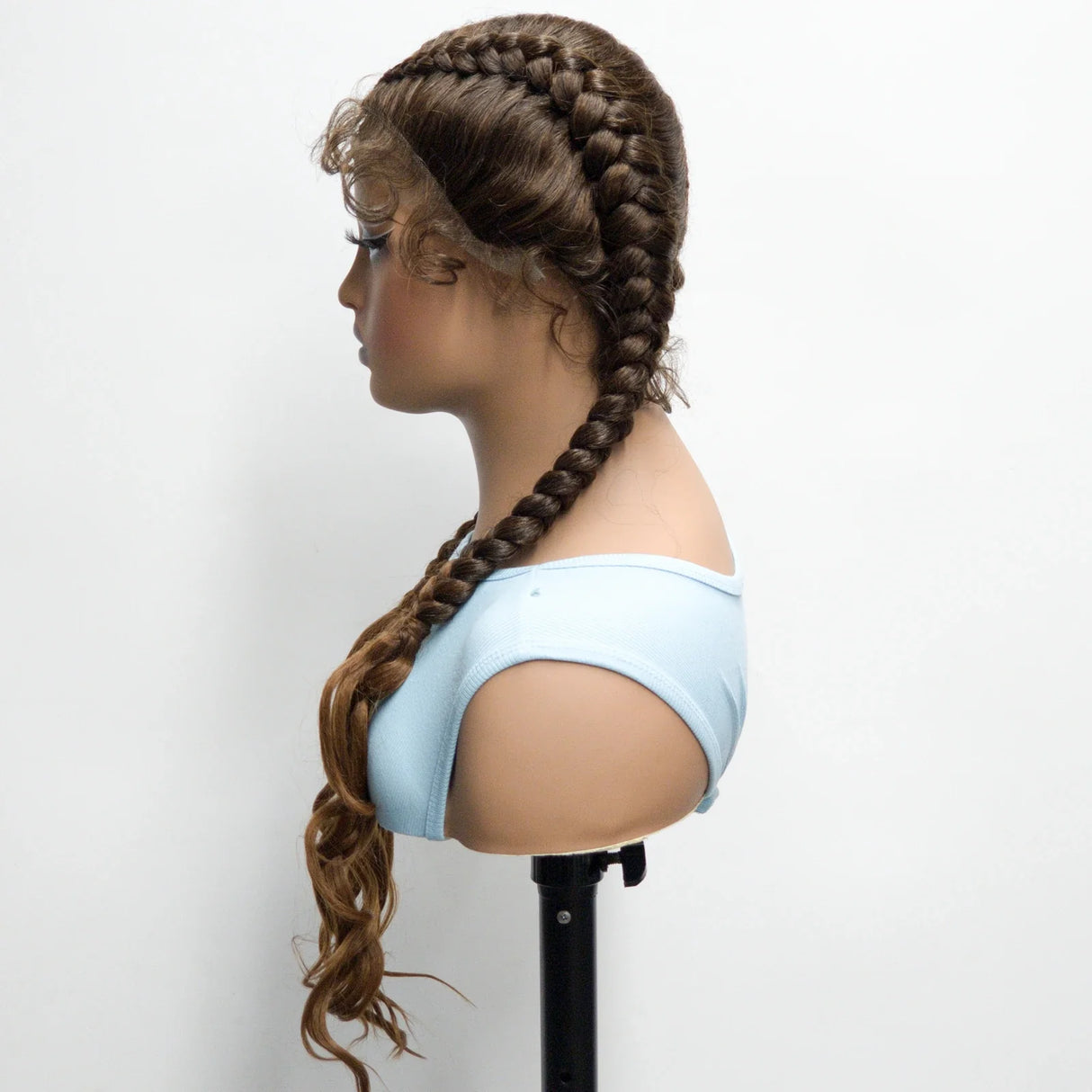 34" Twist Braids Wig | Curly Ends | Lace Front | Baby Hair | Natural Color