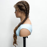 34" Twist Braids Wig | Curly Ends | Lace Front | Baby Hair | Natural Color