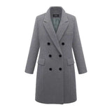 Autumn Winter Women's Woolen Jacket Long Windbreaker Double Breasted Slim Fit Coat - Lootquake