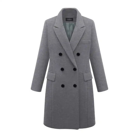 Autumn Winter Women's Woolen Jacket Long Windbreaker Double Breasted Slim Fit Coat - Lootquake