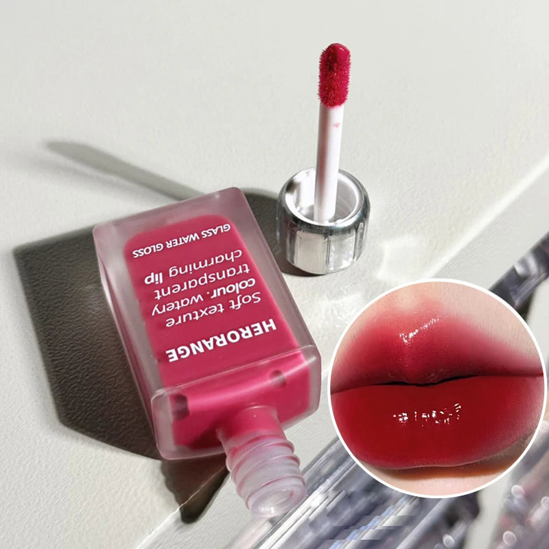 Laque à lèvres légère effet verre HERORANGE - Brillance miroir, formule hydratante ; anti-bavures, longue tenue et éclaircissante pour la peau