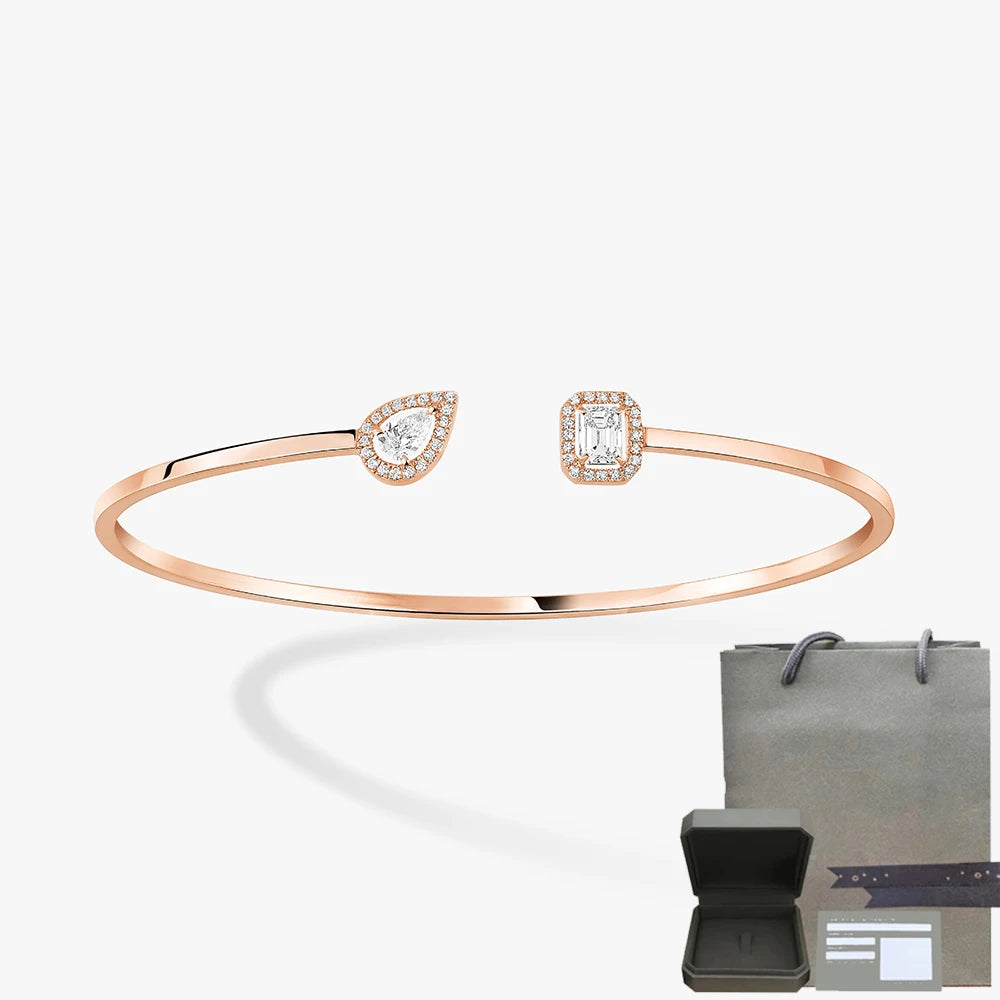 Pulsera de mujer en plata de ley S925, serie clásica MOVE/TWIN, pulsera de diamantes franceses, regalo navideño, joyería de alta calidad.