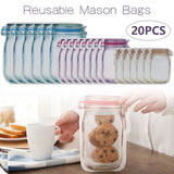 Bolsas reutilizables para frascos de vidrio, nueces, dulces y galletas, de plástico selladas, para almacenamiento en el hogar, 3 tamaños, con cierre hermético, 20 o 40 unidades