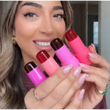 Milk Jelly Lipstick Blush Stick Moisturized Blusher Rouge Cream Shimmer Powder Blusher Stick Beauty Makeup for Women and Girls