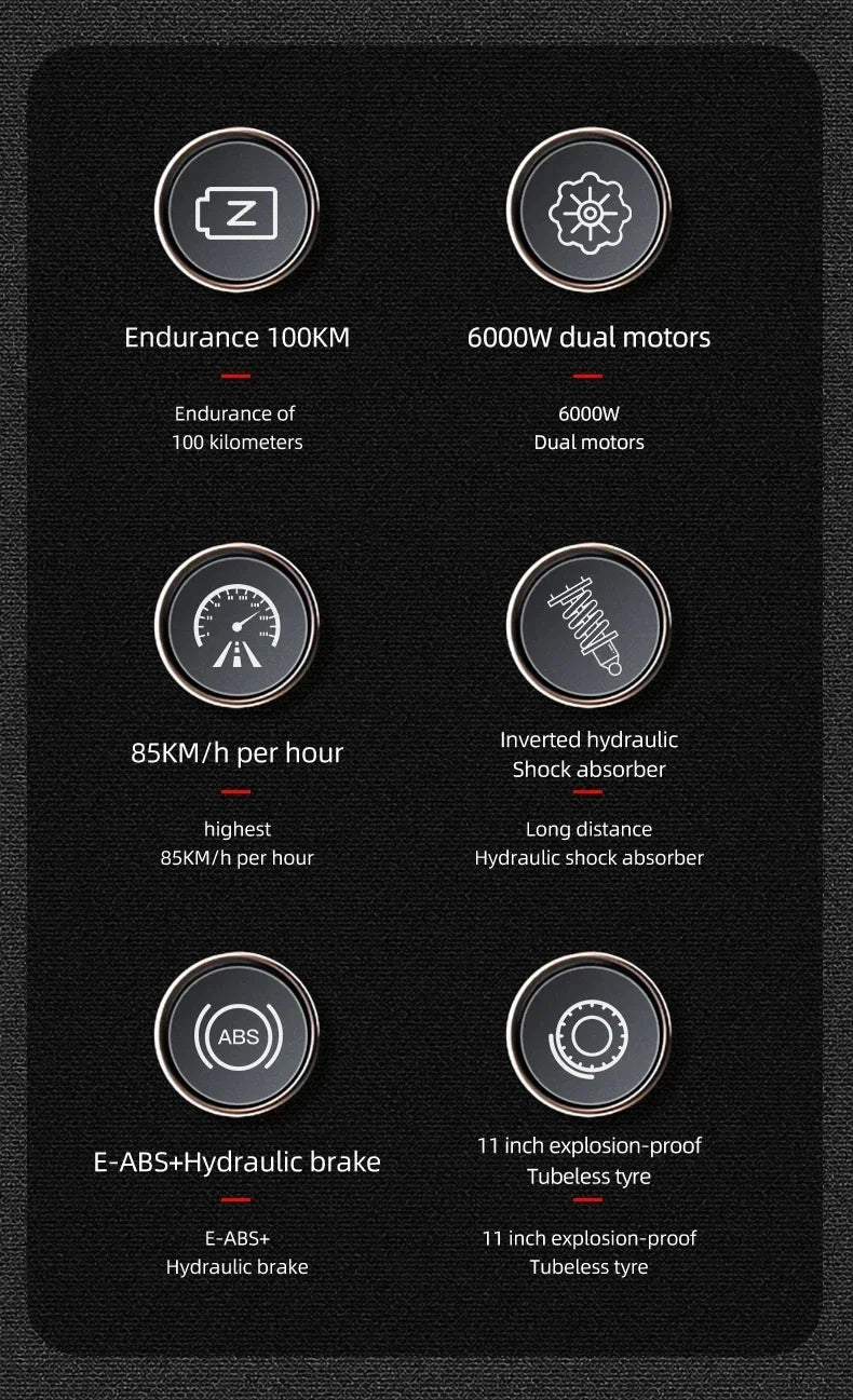 Boyueda S3 6000w 60v 38ah electric scooter dual motor removable seat hydraulic shock absorption 11 inch off-road tyre escooter