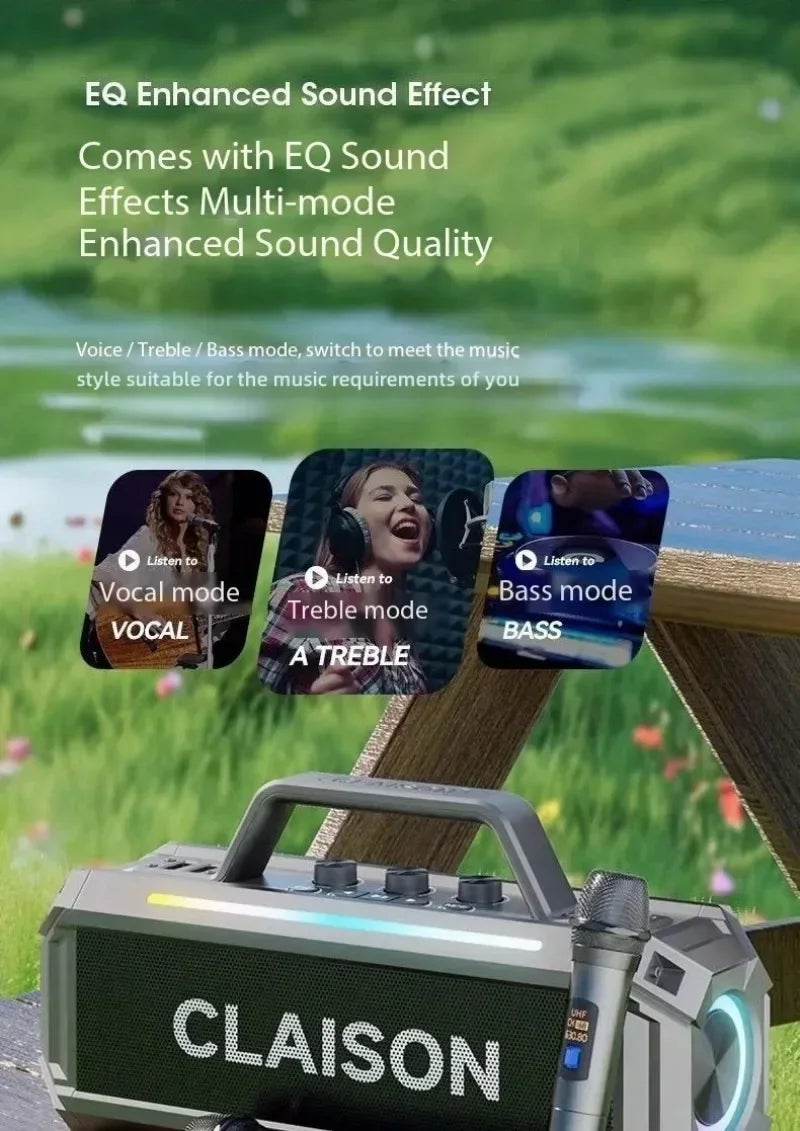 Enceinte Bluetooth sans fil haute puissance 300 W, portable, étanche IPX6, idéale pour les fêtes en extérieur.