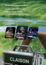 Enceinte Bluetooth sans fil haute puissance 300 W, portable, étanche IPX6, idéale pour les fêtes en extérieur.