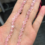 Wholesale Natural 3.8-4.8x8mm Madagascar Pink Quartz Crystal Faceted Heart Shape Stone Loose Beads For Making DIY Necklace - Lootquake