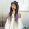 36" Purple & Blonde Knotless Box Braids Wig | Lace Front | Baby Hair