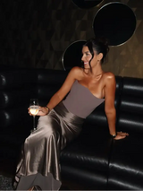 Sexy Strapless Patchwork Long Dress Women Slim Sleeveless Pleated Mermaid Dresses 2025 Spring Summer Lady Evening Solid Robe - Lootquake