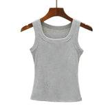 Camisola de algodón suave para mujer, conjunto de verano, camiseta ajustada y sexy, camiseta de punto y top sin mangas para exteriores