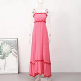 Striped Contrasting Colors Long Dress Women Spaghetti Strap High Waist Backless Party Evening Dresses Female Sleeveless Spring - Lootquake