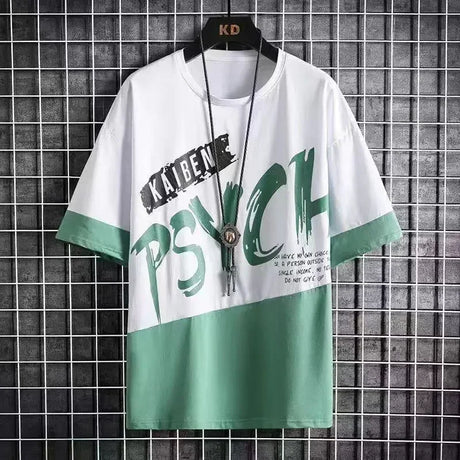 Men Casual T Shirt Letter Printed T-Shirt Hip Hop Y2K Streetwear Fashion Sport Gym Summer Washed Tops Men Clothing Trends 반팔 남자 - Lootquake