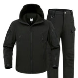 5XL Shark Skin Soft Shell Autumn and Winter Plush Thickened Mountaineering Tactics Training Breathable Windproof Charge Suit - Lootquake
