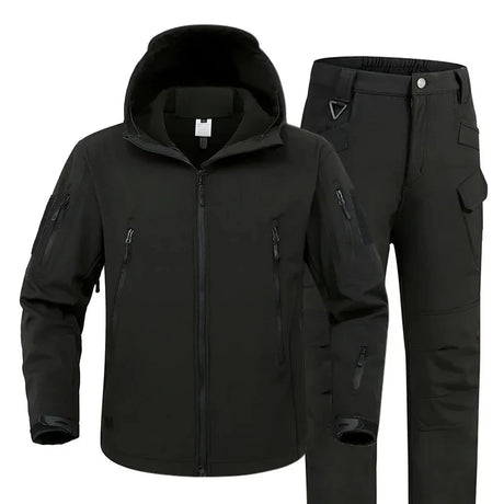 5XL Shark Skin Soft Shell Autumn and Winter Plush Thickened Mountaineering Tactics Training Breathable Windproof Charge Suit - Lootquake