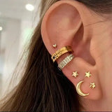LATS Gold Color Leaves Ear Cuffs, Black Non-Piercing Ear Clip Earrings for Women & Men - Lootquake
