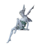 Flower Fairy Sculpture Garden Landscaping Yard Art Ornament Resin Turek Sitting Statue Outdoor Angel Figurines Craft Decoration