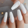 Milk White Long Ballerina Nails Glossry Shiny Pure Color Extra Long Acrylic Nail Tips gel Polish Cover 24