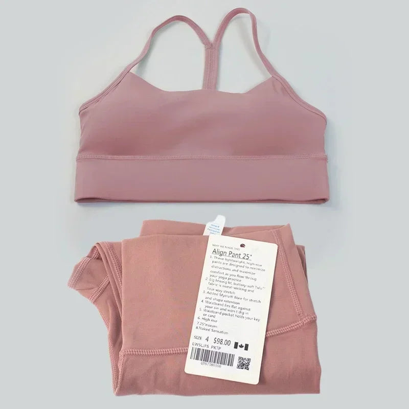 women 2 Pieces Yoga Set Women Sportswear Gym Top Y-shape Bra Fitness High Waist Leggings Workout Sports Clothes Tracksuits - Lootquake