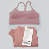 women 2 Pieces Yoga Set Women Sportswear Gym Top Y-shape Bra Fitness High Waist Leggings Workout Sports Clothes Tracksuits - Lootquake