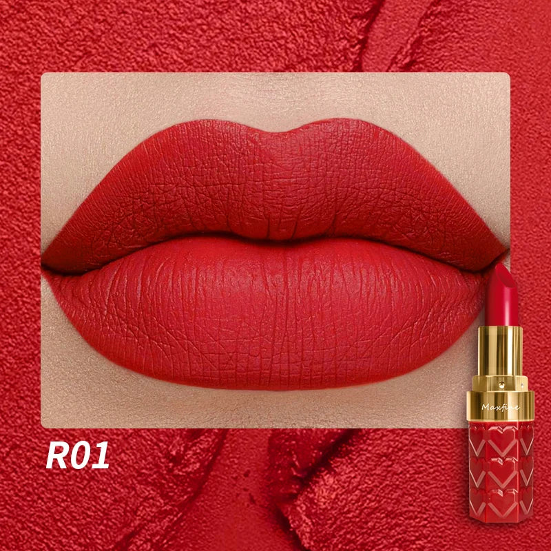 Matte Lipstick, 18-Color, Long-Lasting, Non-Stick Cup, Fade-Resistant, Velvety Texture, Luxurious Hydrating Lip Makeup For All-D