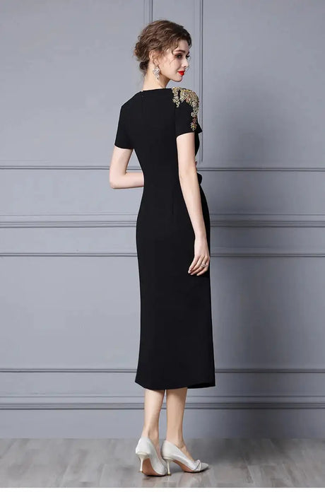 Long Dress Summer 2022 new purple nail drill elegant temperament close waist fish tail evening dress - Lootquake