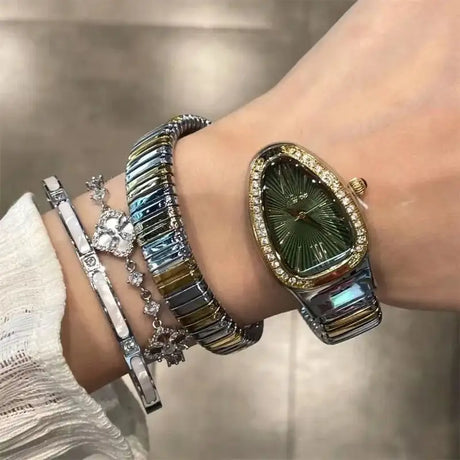 Europe and the United States wind creative shaped lady's watch diamond-encrusted waterproof retro spring watch niche temperament - Lootquake