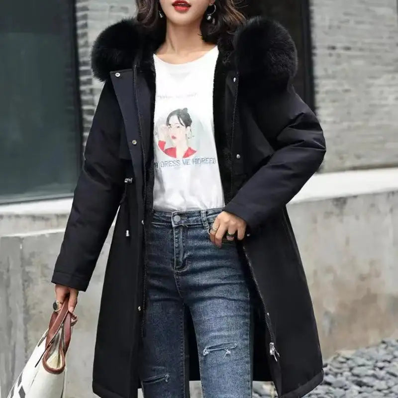 New In Coats & Jackets Women's Winter Padded Jacket Loose Casual Outerwears Fleece Hodded Windbreaker Elegant Office Lady's Coat - Lootquake