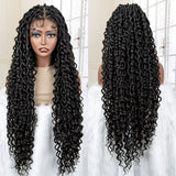 36" Knotless Dreadlock Braided Full Lace Wig | Curly Ends | Synthetic Locs Braids | Black Women