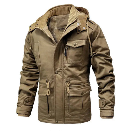 Winter Men's Warm Padded Jackets Fashion Men Fleece Lined Thermal Hooded Coats Men Mountain Ski Windbreaker Jackets Clothing - Lootquake