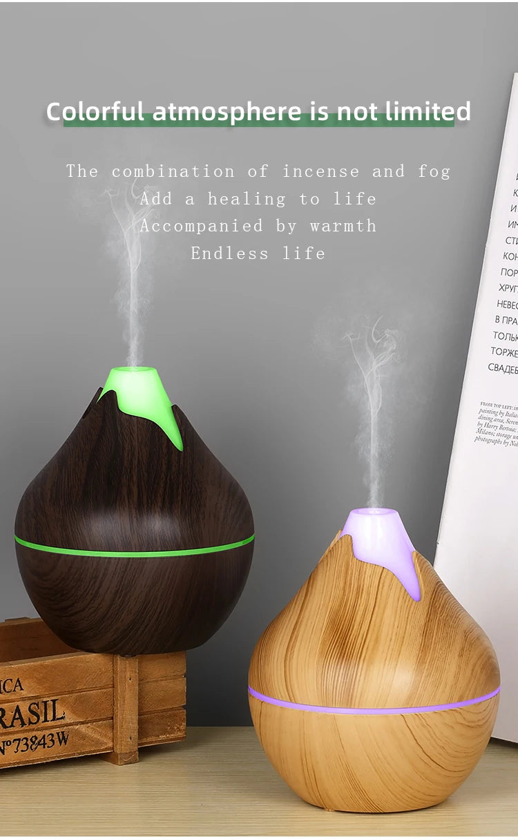 350ML USB aroma oil diffuser wood electric humidifier ultrasonic air humidifier mini aromatherapy LED light mist maker for home