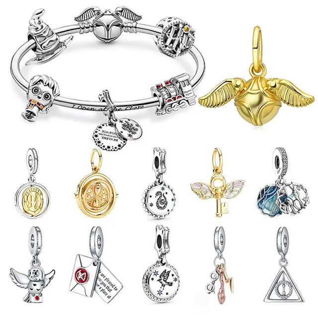 MINISO Charms Beads 925 Sterling Silver For 925 Original Harry 3mm Potter Bracelets Women Pendant DIY Jewelry Make Gifts - Lootquake