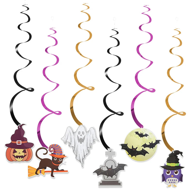 Halloween Party Paper Garland Bat Pumpkin Banner 2025 Happy Halloween Party Decoration for Home Trick or Treat Hanging Pendants