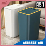 10L/12L Plastics Garbage Bin Bathroom Trash Can Slim Trash Can with One-Touch Lid Bathroom Kitchen Garbage Bin Home Supplies