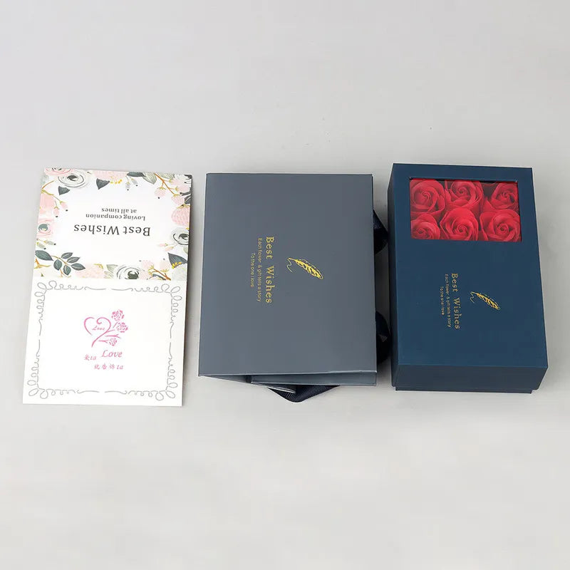 NNEOBA Multilingual 'I Love You' Necklace with 6 Roses in Luxury Gift Box - Silver (45cm)
