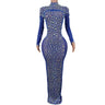 Sexy Party Banquet Evening Dresses Women Sparkly Rhinestone Long Dress Nightclub Singer Stage Costume Festival Clothing Cuixing - Lootquake