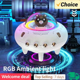 Mini haut-parleur portable Bluetooth avec éclairage LED RGB, design OVNI, vaisseau spatial, haut-parleur sans fil, idéal comme cadeau, compatible TF