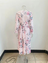 Amazon eBay Cross border 2024 Summer Chiffon Printed Long Dress V-neck Dress Long Sleeve Split Dress Women - Lootquake