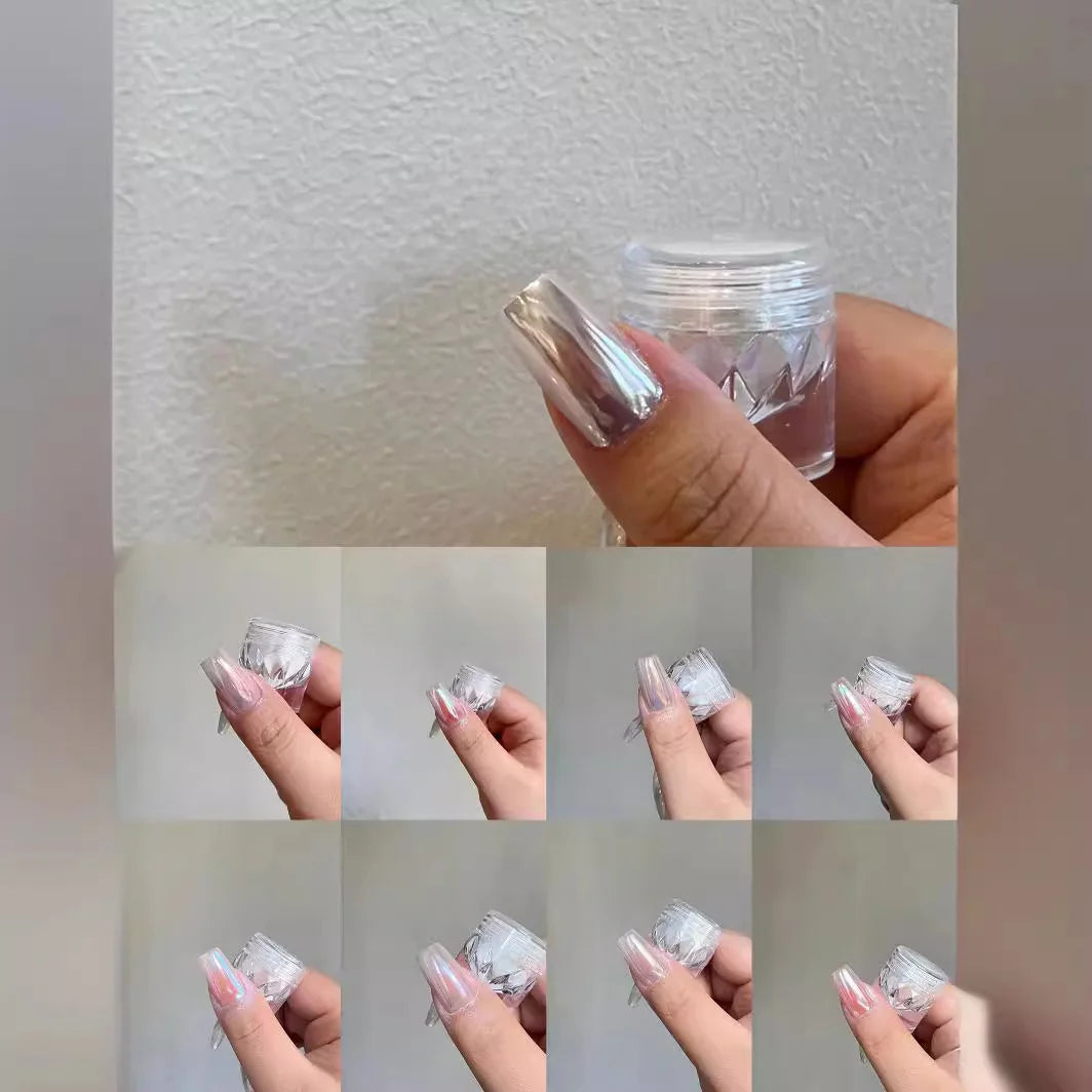 Moonlight Mirror Nails Powder Pearl White Nails Glitter Aurora Shining Pigment Chrome Dust Nail Art Supplies Decoration