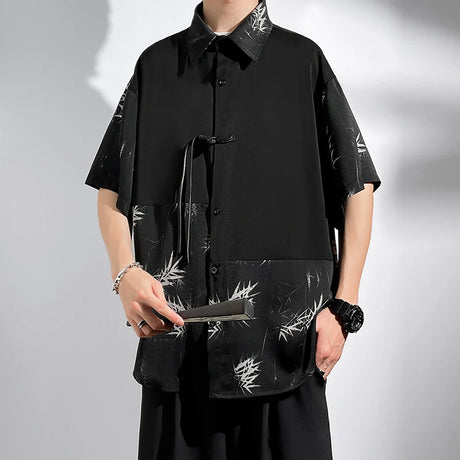M-5XL Plus Size Mens Short Sleeve Shirt Chinese Traditional Tai Chi Kung Fu Mandarin Collar Frog-Button Clothes Summer Tops Man - Lootquake