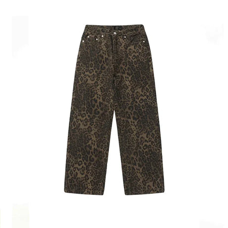 Baggy Leopard Print Y2k Jeans Women 2024 New High Waisted  Casual Wide Leg Denim Pants Fashion Streetwear Retro Straight Jeans - Lootquake