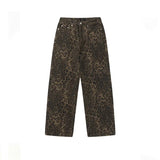 Baggy Leopard Print Y2k Jeans Women 2024 New High Waisted  Casual Wide Leg Denim Pants Fashion Streetwear Retro Straight Jeans - Lootquake