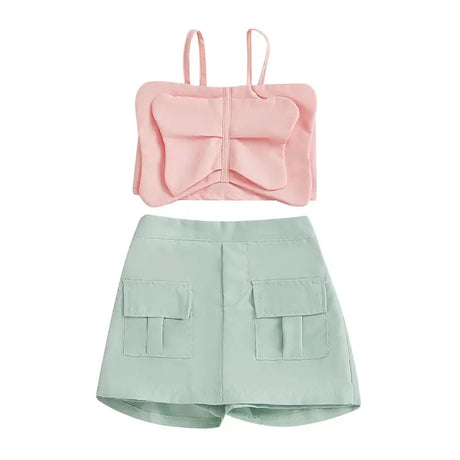 Adorable Baby Girl Sleeveless Top and Shorts Set with Cute Butterfly Print for Summer Outfit 2 Pieces Set - Lootquake