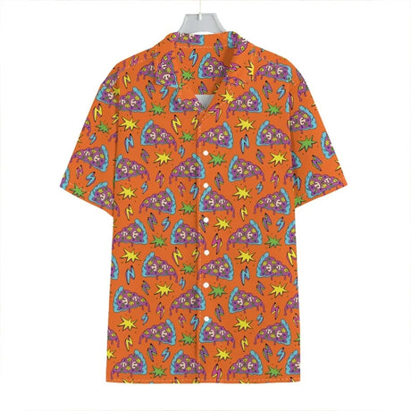 3D Print Pepperoni Pizza Graphic Aloha Shirts For Men Short Sleeve Oversized Beach Hawaii Shirts Mens Button Up Tee Shirt Tops - Lootquake