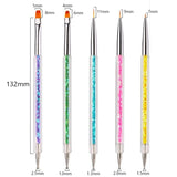 5/20Pcs Nail Art Brush Design Tip Painting Drawing Carving Dotting Pen FlatFan Liner Acrylic Gel UV Polish Manicure Tools