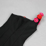 2025 New Spring Women Sexy One Shoulder Red Flowers Bodycon Bandage Long Dress Celebrate Evening Party Nightclub Dress - Lootquake