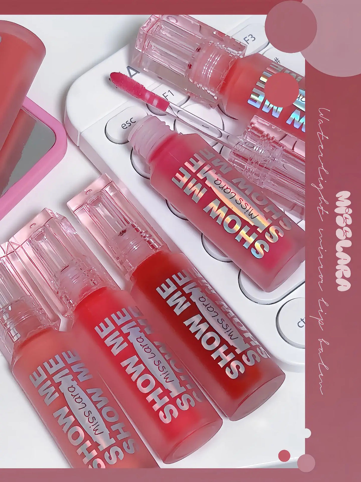 MISS LARA Show Me Cheap Lipstick Mirror Watery Glass Lip Gloss Moisturizes Whitens Atmosphere Pure Girly Lip Gloss Cosmetics Hot