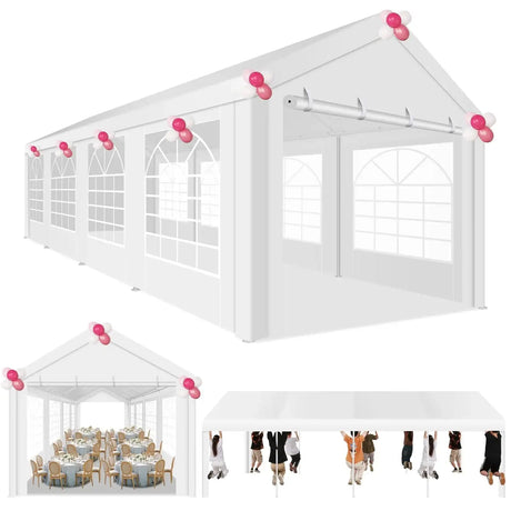 10 x 30 Canopy Tent Heavy Duty, 10x30 Party Tent with Removable Sidewalls & 4 Built-in Sandbags, Wedding Tent UV 50+，Waterproof - Lootquake